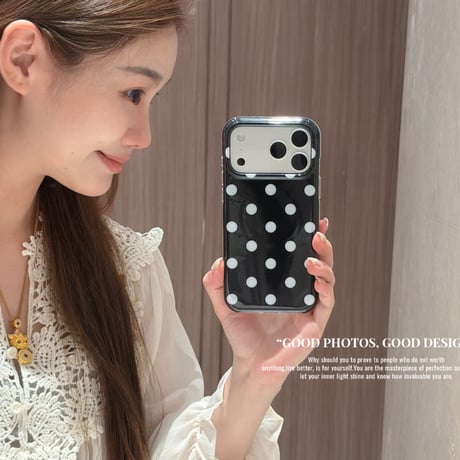 水玉模様 MagSafe対応iPhone17Pro/17ケース 韓国っぽ iPhone16Pro/15ProMaxケース 可愛い 甘めコーデ [M6588]