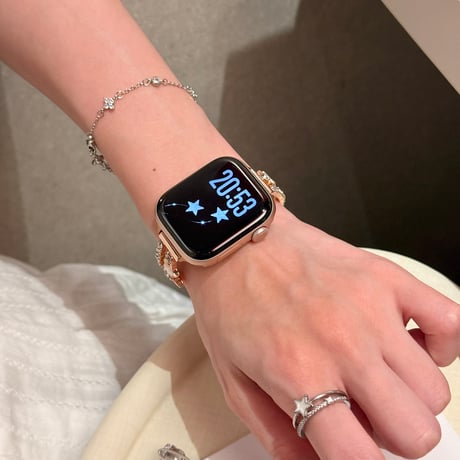 ダイヤと星  AppleWatchバンド おしゃれ 上品 AppleWatchベルト Series 11/10/9/8 SE3/2  Ultra3/2/1 トレンド感[M6677]
