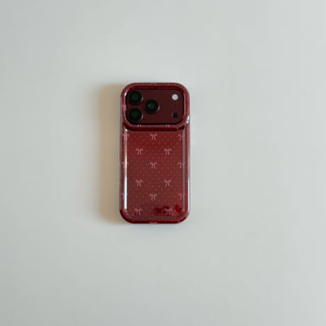 リボン柄 iPhone18Pro/17ケース 艶カラー iPhone17Pro/16/15ProMaxカバー オーガンジーストラップ[M6763]