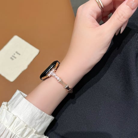 竹デザイン Apple watchバンド おしゃれ 細いアップルウォッチベルト Ultra3 series11 10 98 7 6 SE3 SE2  高級感 耐久性ある[M6619]
