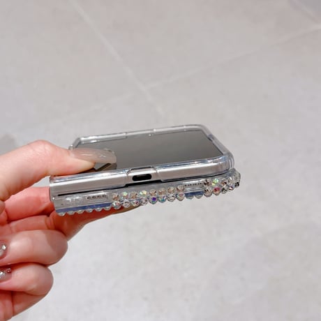 iPhone Duo専用ケース キラキラ ラインストーン 立体ハート 贅沢 クリアフレーム 豪華  ギフトにおすすめ[M6847]