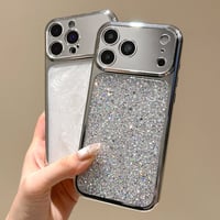 メッキミラー iPhone17Pro/7ケース ラメ入り iPhone16ProMax/15Pro/14ケース キラキラ 便利[M6552]