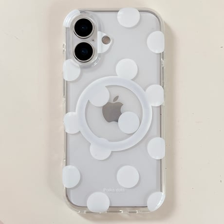 ミラーグリップ付 iPhone17pro/17ケース 水玉模様 iPhone16/15pro/17promaxケース 日常/旅行に合う 便利実用[M6551]