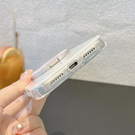リボン柄リングスタンド iPhone17Pro/17ケース MagSafe対応 iPhone16Pro/15ProMaxケース カメラ保護カバー[M6618]