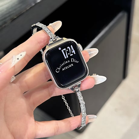方形ダイヤ AppleWatchバンド 上品 メタリック Series11/10/9 Ultra  SE アップルウォッチベルト シンプル 高級感 高品質[M6697]