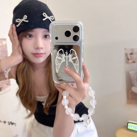 翼柄ミラー iPhone17pro/17ケース ストラップ iPhone16/15pro/17promaxケース 便利 女子力高い[M6559]
