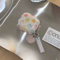 アップル AirpodsPro3ケース 艶感 Airpods4/3カバー AirpodsPro第2/1世代 リンゴキーホルダー付き 可愛い[M6620]