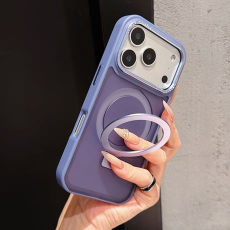 iPhone18Pro/17ProMaxケース 嵌め込み式 Magsafeリングスタンド iPhone17/Airカバー 指紋防止  耐衝撃 半透明 高級感 [M5694]