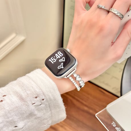 ダイヤとハート  AppleWatchバンド 韓国っぽ 上品 AppleWatchベルト Series 11/10/9/8 SE3/2  Ultra3/2/1 トレンド感[M6665]
