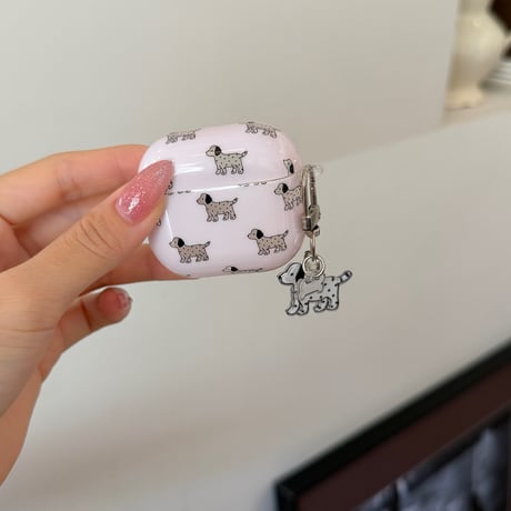 犬ちゃん Airpods Pro3ケース ピンク Airpods4/3カバー pro2/pro1 リング/キーホルダー キュート[M6701]