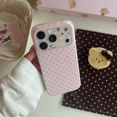熊ちゃんグリップ iPhone17pro/17ケース MagSafe対応 iPhone16/15promaxケース 可愛い 便利品[M6613]