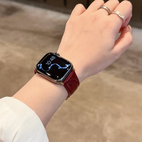 マグネット式バックル  AppleWatchベルト 高級感レザー調 AppleWatchバンド Series 12/11/10/9/8 SE Ultra4/3 エレガント[M6725]