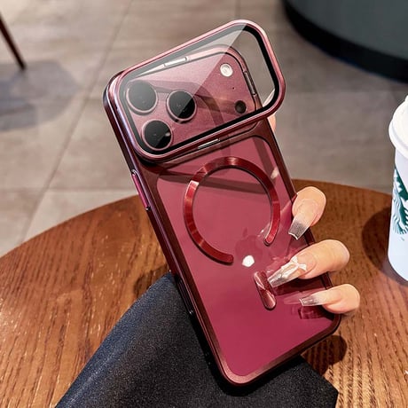カメラカバースタンド一体 iPhone18Pro/17ProMaxケース MagSafe対応 iPhone17カバー 高透明黄ばまない メタル [M6048]