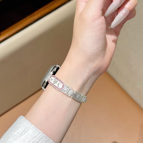 ダイヤデコ星月ハート AppleWatchバンド 高級感高品質 AppleWatchベルト Series 11/10/9/8 SE3/2  Ultra3/2/1 キラキラ感[M6680]