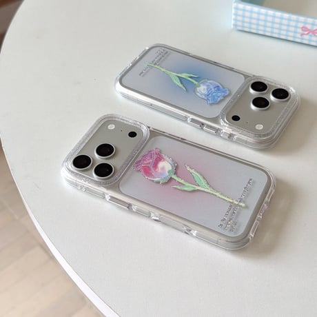 バラ柄 iPhone18Pro/17Proケース キラキララメ入り iPhone17/16Pro/15/14ケース 光沢感 可愛い 美しい[M6624]