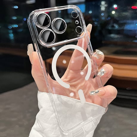 MagSafe対応 iPhone18ProMax/18proケース クリア 高透明度 レンズフイルム付シンプル 高品質 ハードケース[M3481]