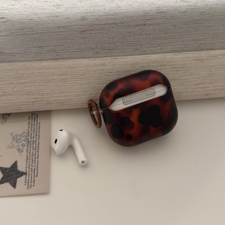 Airpods 5ケース 透け感ブラックブラウン×アンバー Airpodspro3/2/カバー Airpods4/3 リング付き おしゃれ[M6762]