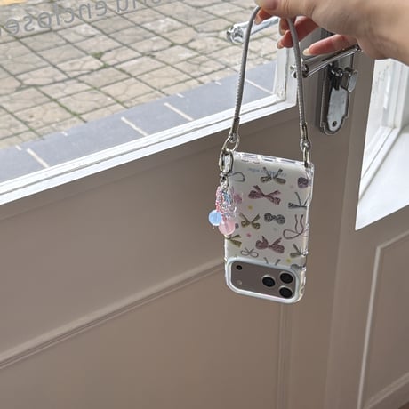 多彩リボン柄 iPhone17pro/17ケース オシャレ iPhone16promax/15ケース ストラップ付 可愛い [M6628]