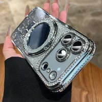 iPhone18Pro/17ケース 鏡付Magsafeリングスタンド iPhone16/15Proケース  ストーン  綺麗 多機能 コスパ最強[M3769]
