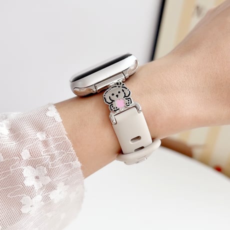 シリコン製 AppleWatchバンド わんちゃん AppleWatchベルト Series 11/10/9/8 SE3/2  Ultra3/2/1 可愛い ベージュ[M6566]