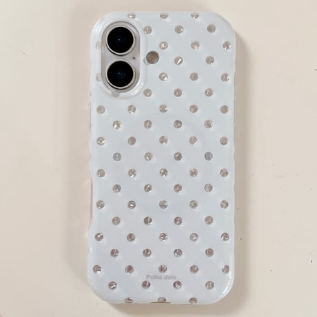 ミラーグリップ付 iPhone17pro/17ケース 水玉模様 iPhone16/15pro/17promaxケース 日常/旅行に合う 便利実用[M6551]