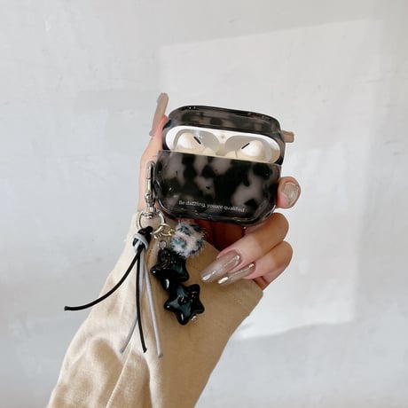 アニマル柄 Airpods 5 ケース べっ甲柄 艶感 Airpodspro3/2カバー Airpods4/3 ＆フリンジチャームセット[M6870]