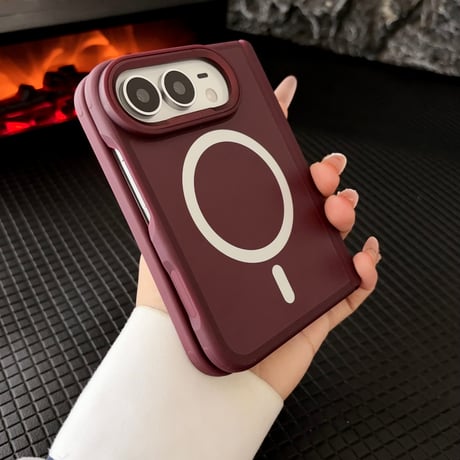 iPhone Duo専用ケース フルカバーケース お得な4点セット Magsafe対応 耐衝撃 ヒンジ保護 マット加工  強化ガラスフィルム付 耐衝撃 高品質[M6827]