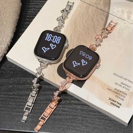 ハートダイヤ AppleWatchバンド 上品 エレガント AppleWatchベルト Series 11/10/9/8 SE3/2  Ultra3/2/1 高級感高品質[M6698]