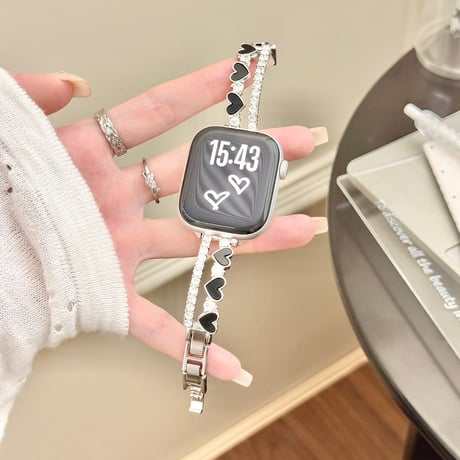 ダイヤとハート  AppleWatchバンド 韓国っぽ 上品 AppleWatchベルト Series 11/10/9/8 SE3/2  Ultra3/2/1 トレンド感[M6665]
