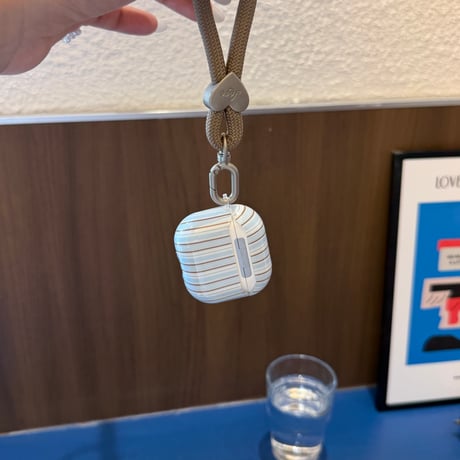 レトロカフェ風 ストライプ＆コーヒー豆 Airpods Pro3ケース ストライプ Airpods4/3カバー pro2/pro1 淡色女子 韓国風 傷防止[M6715]