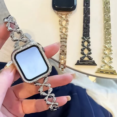 クローバー  AppleWatchバンド ステンレス 上品 AppleWatchベルト Series 11/10/9/8 SE3/2  Ultra3/2/1 高品質 大人ファッション[M6610]