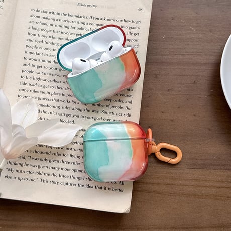 グラデーションカラー Airpods Pro3ケース キーホルダー付 Airpods 4/3カバー  AirpodsPro2/1  艶感 おしゃれ [M6644]