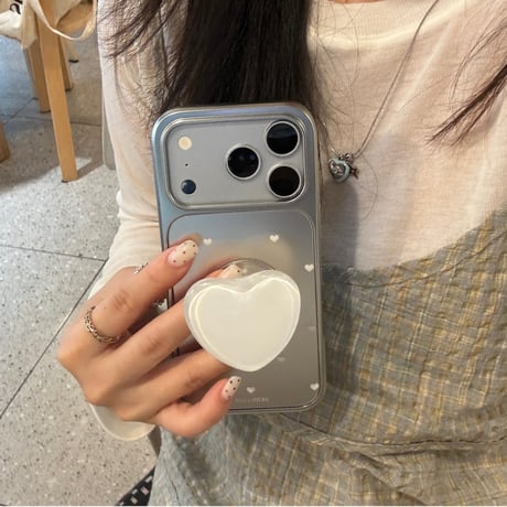 ハート柄 メッキ iPhone17pro/17ケース ハートグリップ iPhone16/15promaxケース かわいい 多機能便利[M6659]