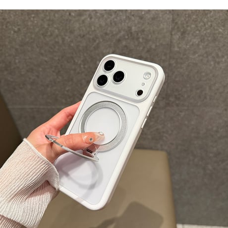 指紋防止黄ばまない iPhone17ProMax/17ケース MagSafe対応 360度回転リングスタンド iPhone17Pro/Airカバー 耐衝撃 高品質 [M6571]