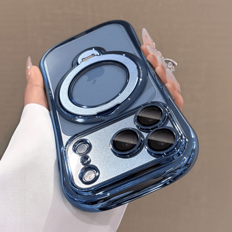 くびれデザイン iPhone18Proケース MagSafe対応リングスタンド iPhone17ProMax/16ケース メタリック カメラ保護 耐衝撃 [M6742]