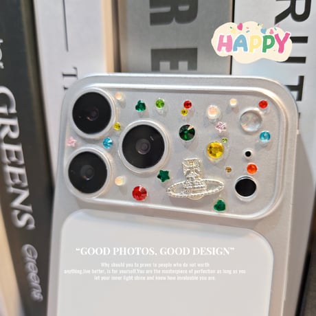 カラーダイヤ カメラ保護カバー 人気 iPhon18ProMax/18Pro/17/17Pro 可愛い ハンドメイド おしゃれ [M6671]