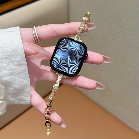 竹デザイン Apple watchバンド おしゃれ 細いアップルウォッチベルト Ultra3 series11 10 98 7 6 SE3 SE2  高級感 耐久性ある[M6619]