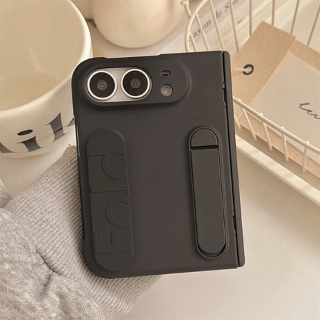 iPhone Duo専用ケース スタンド付き ハンドベルト付き マット 落下防止 ヒンジ保護 耐衝撃 高機能[M6826]