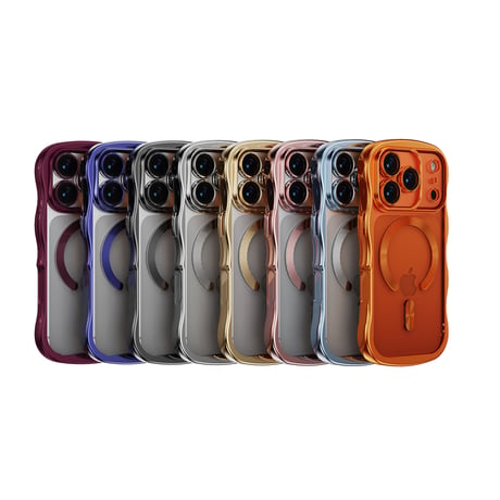 ウェーブ型 iPhone18pro/17ProMaxケース 落下防止 MagSafe対応 アイフォン17/Air/16proカバー 耐衝撃  メタリック レンズ保護 うねうね [M5734]