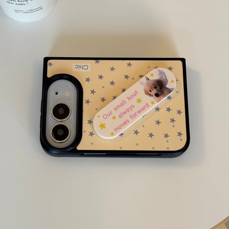 iPhone Duo 専用ケース 水玉ドット チェック 星柄 ハート/枕グリップ付き 韓国っぽ 大人可愛い  耐久性ある[M6839]