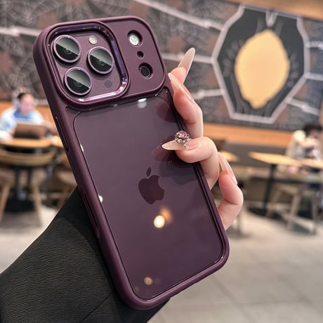 ライトブルー/ダックチェリー iPhone18Pro/18ProMaxケース 背面クリア ソフトフレーム iPhone17Pro/16ケース 耐衝撃[M6711]