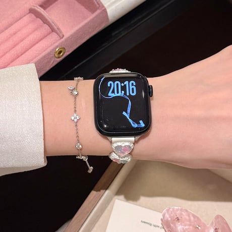 ジュエリーハート AppleWatchバンド 甘め AppleWatchベルト Series 11/10/9/8 SE3/2  Ultra3/2/1 高級感   エレガント[M6636]