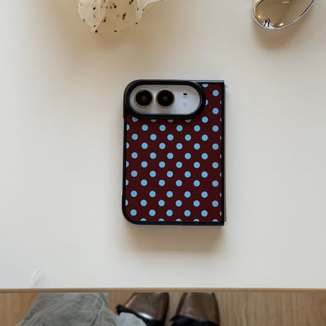 iPhone Duo 専用ケース 水玉ドット チェック 星柄 ハート/枕グリップ付き 韓国っぽ 大人可愛い  耐久性ある[M6839]