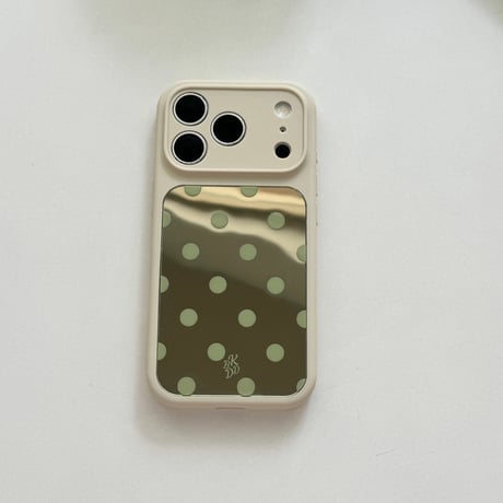 水玉模様ミラー iPhone17Pro/17ケース カラーフレーム iPhone16Promax/15proケース 便利 可愛い[M6554]