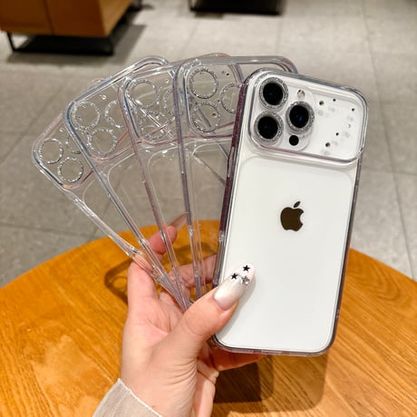 キラキララメサイド iPhone18Pro/18ProMaxケース 高透明 iPhone17/16proケース カメラレンズ保護 ダイヤデコ [M6743]