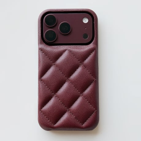キルティング調レザー iPhone18Pro/18ProMaxケース 上品 iPhone17/16proケース 菱形 セレブ愛用 おしゃれ[M6854]