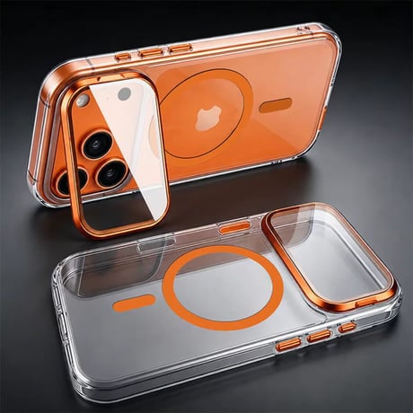 カメラカバー一体型スタンド iPhone18pro/18proMaxケース 全面保護 Magsafe対応 iPhone17Pro/16/15シリーズ 高透明高品質[M6739]