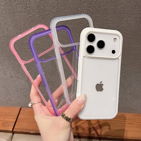 iPhone18Pro/18ProMaxケース 軽量薄型 iPhone17/ iPhone16Pro/15ProMax/14カバー  シンプル風 カラーフレーム [M6641]
