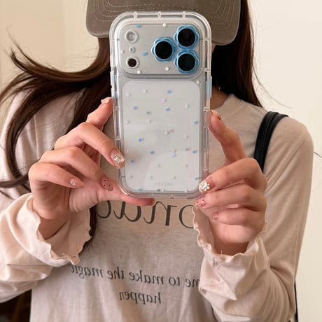 花カメラプロテクター iPhone18Pro/18ProMax 透明感 キラキララメ iPhone17/16/15Proカバー スター柄 可愛い [M6895]