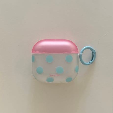 韓国風 Airpods Pro3ケース 指紋防止 水玉模様 Airpods4/3カバー pro2/pro1 リング/花キーホルダー 可愛い[M6634]